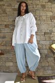 Annie Cushion Cotton Cuff Barrel Pant Bridgerton Blue